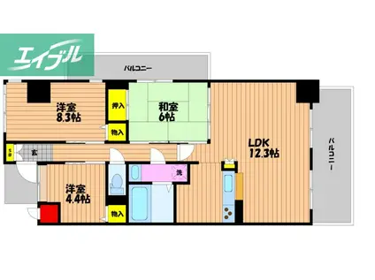 フィオーレ(3LDK/7階)の間取り写真