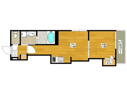 ソラーレ吹田(1DK/2階)の間取り写真