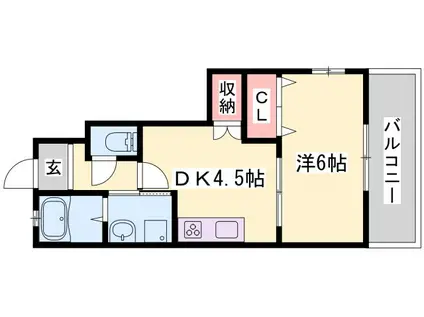 J・シープレス福崎C棟(1DK/1階)の間取り写真