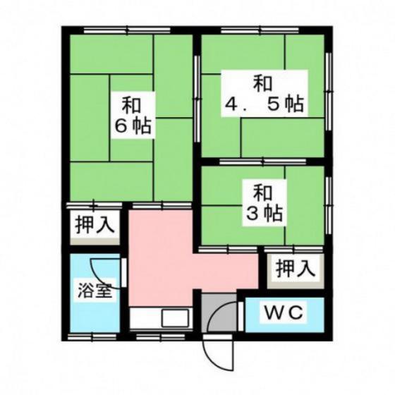 ＪＲ芸備線 矢賀駅 徒歩11分 2階建 築46年(3K/2階)の間取り写真
