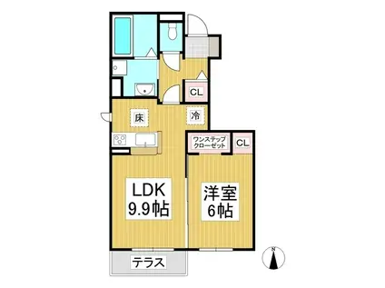 カーササリーチェハーモニー(1LDK/1階)の間取り写真