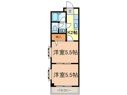 王子北ウイング(2K/4階)の間取り写真