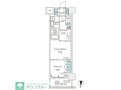 ロイジェントパークス押上錦糸町(1LDK/2階)の間取り写真