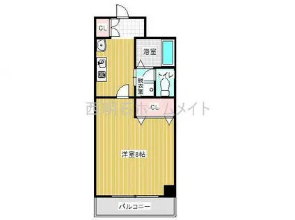 グリーンシャトル(1K/2階)の間取り写真