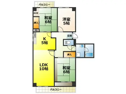 光明池駅前5号棟(3LDK/10階)の間取り写真