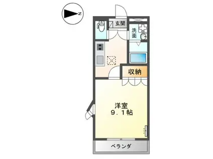 グランドソレーユ(1K/1階)の間取り写真