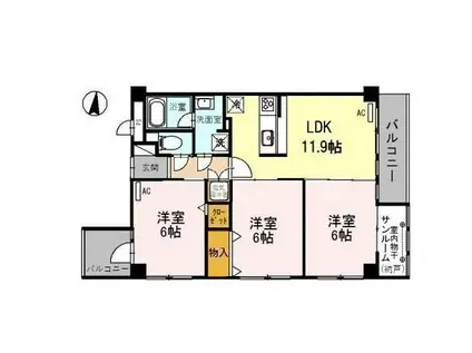 センチュリーミューゼ(3LDK/4階)の間取り写真