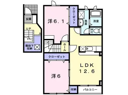 ユニゾンさかえ通II(2LDK/2階)の間取り写真