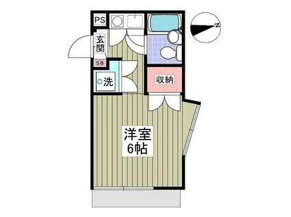 フローラルコートII(1K/1階)の間取り写真