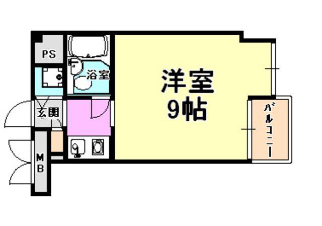 ホーユーコンフォルト芦屋(1K/2階)の間取り写真