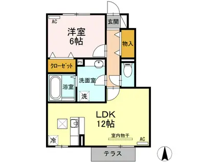 エスポアールタカムラIII(1LDK/1階)の間取り写真