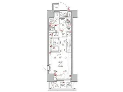 クレイシアIDZ三田(1K/4階)の間取り写真