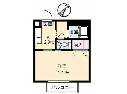 フローラル舟入南(1K/2階)の間取り写真