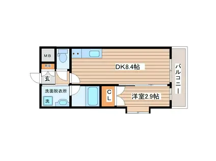 エルミタージュ川内(1DK/3階)の間取り写真