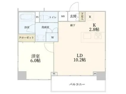 ハーモニーレジデンス東京イースト002(1LDK/6階)の間取り写真