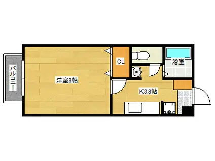セジュール牛田(1K/2階)の間取り写真