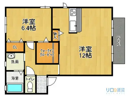シャーメゾン安倉南(1LDK/2階)の間取り写真
