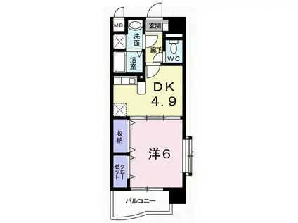 レルべ保田窪(1DK/4階)の間取り写真