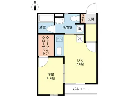 ブラシス薫(1DK/2階)の間取り写真