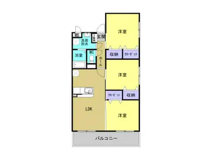 リアン レガーロ大分鶴崎ステーション(3LDK/4階)の間取り写真
