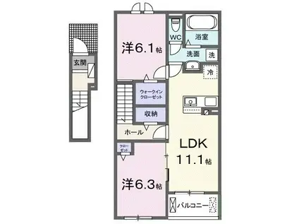 FLAT Y IV(2LDK/2階)の間取り写真