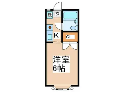 KMハイツ(1K/1階)の間取り写真