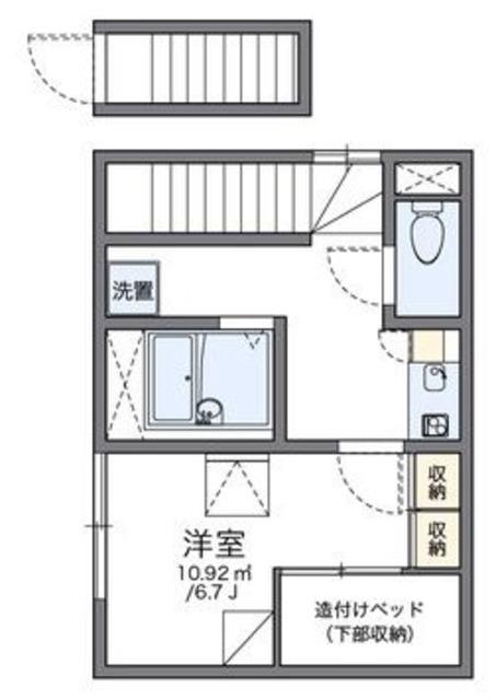 レオパレス琥珀館(1K/2階)の間取り写真