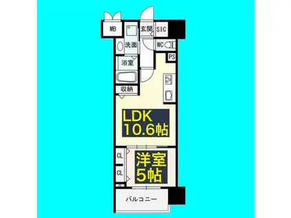 ザ・シンフォニア新栄(1LDK/12階)の間取り写真