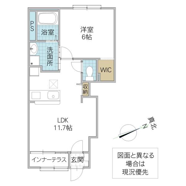 取手市寺田アパート(1LDK/1階)の間取り写真
