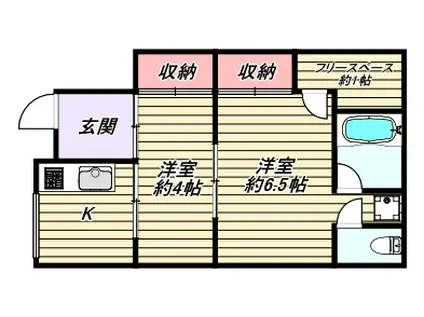 ワイズアパートメント和泉II(2K/1階)の間取り写真