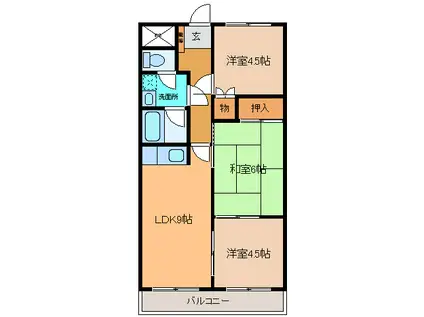 ライフマンション(3LDK/2階)の間取り写真