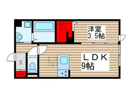パインコート八幡(1LDK/1階)の間取り写真