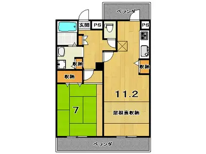 ドーム平野(1LDK/5階)の間取り写真