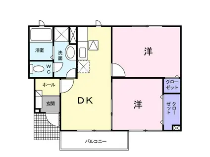 ラフィーネII(2DK/1階)の間取り写真