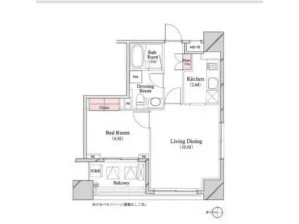 パークキューブ八丁堀(1LDK/8階)の間取り写真