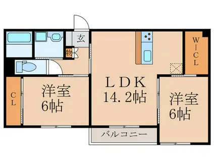 AMBITIOUS(2LDK/1階)の間取り写真