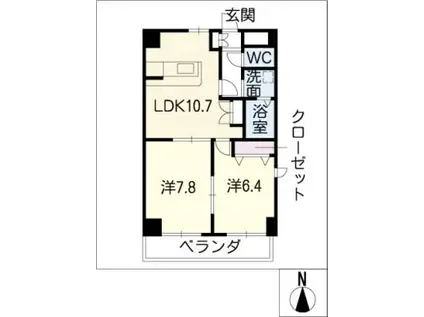 メゾン久栄1(2LDK/5階)の間取り写真