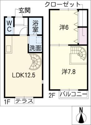 シャルマン・VIVRE(2LDK/2階)の間取り写真