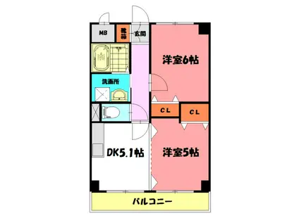 YKハイツ西明石北(1LDK/3階)の間取り写真