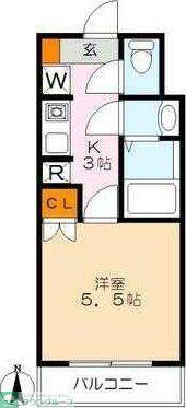 蕨テラス(1K/1階)の間取り写真