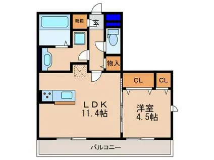 グラシア(1LDK/2階)の間取り写真