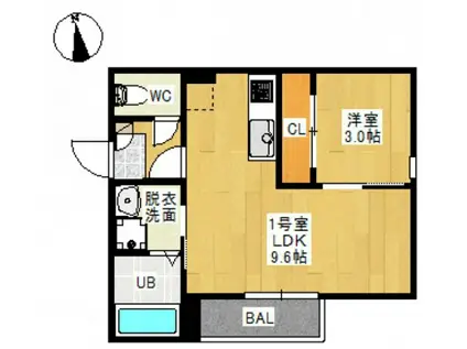 REGALEST・D・西古松(1LDK/2階)の間取り写真