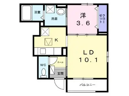 コート向田イースト(1LDK/1階)の間取り写真