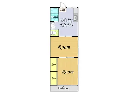 朝山コーポ(2DK/2階)の間取り写真