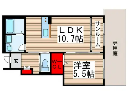 ナチュラル ライズ(1LDK/1階)の間取り写真