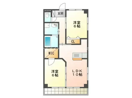 ブロードタウン神野B(2LDK/2階)の間取り写真