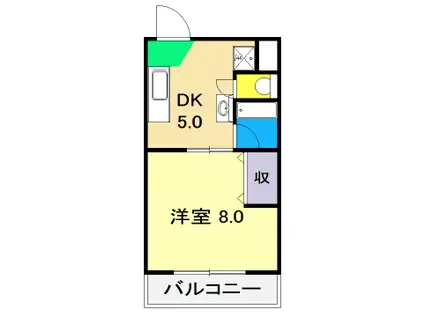 ハイツ森本II(1DK/3階)の間取り写真