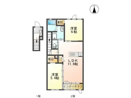 アウローラⅡ(2LDK/2階)の間取り写真