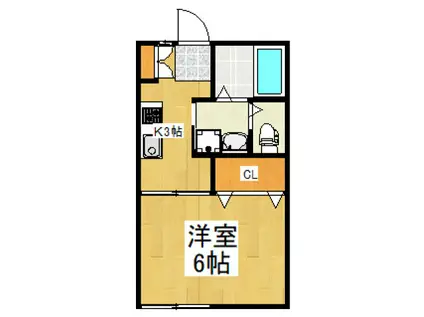 コーポ茂手木(1K/2階)の間取り写真