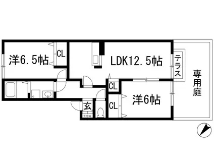 メロディーヒルズ(2LDK/1階)の間取り写真